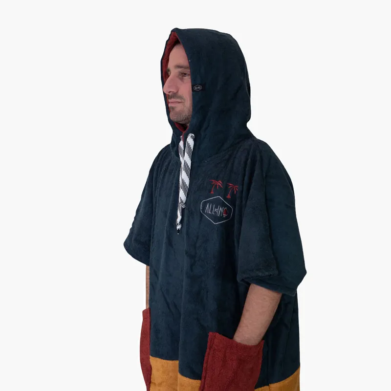 All In Poncho Mens Organic Bamboo Blue/Beige-1